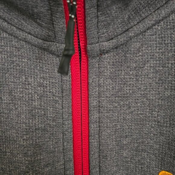 Elevate Quality Gray Red Trim Embroidered Full Zip Mock Neck Track Jacket Size L - Picture 4 of 10